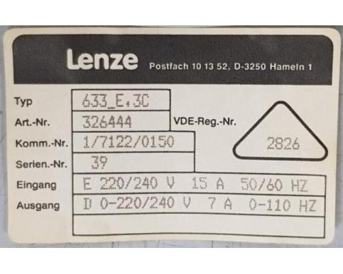 LENZE 633 E 3C Wechselstrom Frequenzumrichter für Drehstrom- Moto - Bild 6