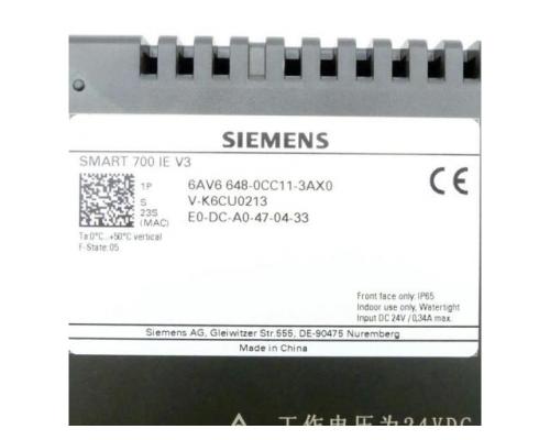Siemens 6AV6 648-0CC11-3AX0 SIMATIC HMI SMART 700 IE V3 Touch Panel 6AV6 648-0 - Bild 2