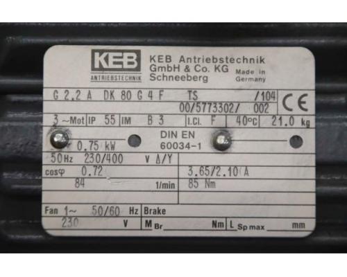 Getriebemotor 0,75 kW 84 U/min von KEB – G2.2A DK 80 G 4 F - Bild 5