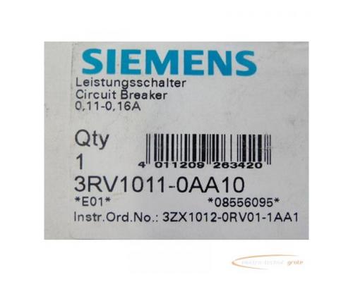 Siemens 3RV1011-0AA10 Leistungsschalter - ungebraucht! - - Bild 2