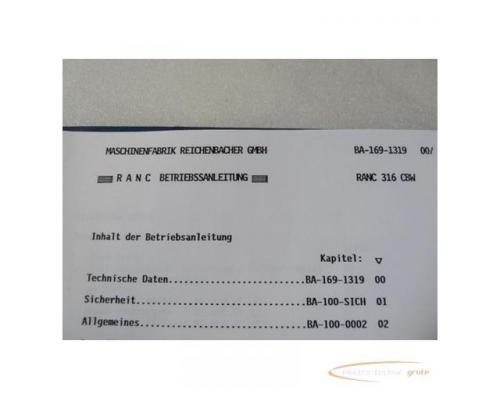 RANC 316 CBKx Masch Nr. 1319 Stromlaufplan Betriebsanleitung Ranc Programmieranleitung Sinumerik 840 - Bild 1