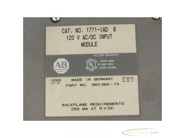 Allen Bradley 1771-IAD B 120V AC / DC Input Module - 2