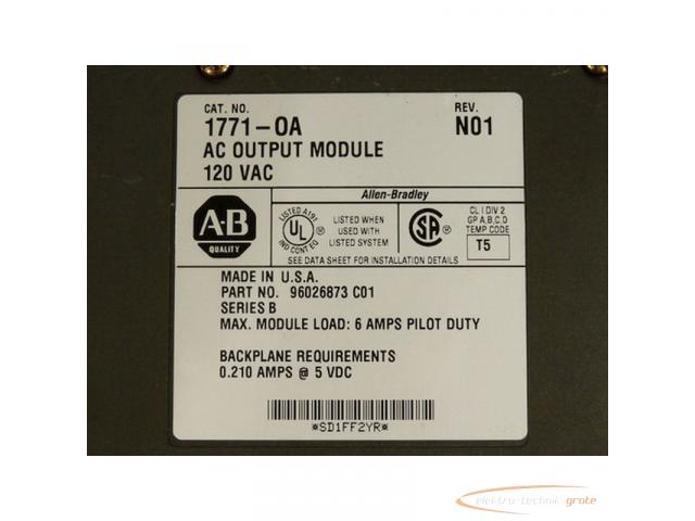 Allen Bradley 1771-OA REV. N01 AC Output Module 120VAC - 2