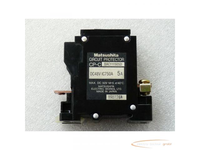Matsushita CP-C Circuit Protector Schutzschalter BAC111505D DC48V IC750A 5A 1 polig - 2