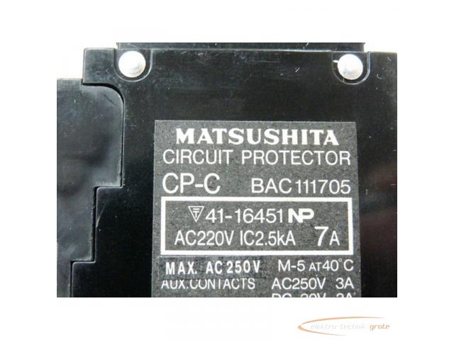 Matsushita CP-C Circuit Protector Schutzschalter BAC111705 AC220V IC2 , 5 kA 7A 1 polig - 2