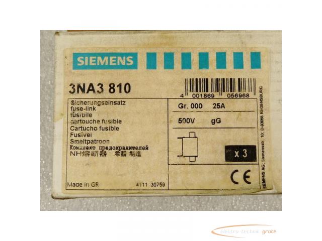 Siemens 3NA3810 Sicherungseinsatz 25 A VPE = 3 St - ungebraucht - in geöffneter OVP - 3