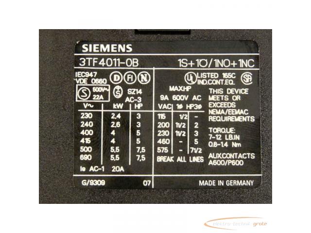 Siemens 3TF4011-0B Schütz 24 V Spulenspannung + 3TX7402-3G Überspannungsbegrenzer - 2