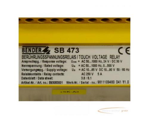 Bender SB 473 Berührungsspannungsrelais Touch Voltage Relay - ungebraucht - - Bild 2