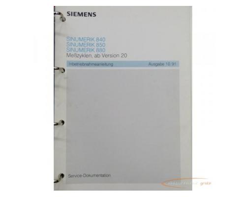 Siemens SINUMERIK 840 / 850 / 880 Meßzyklen , ab Version 20 , Inbetriebnahmeanleitung Ausgabe 10.91
