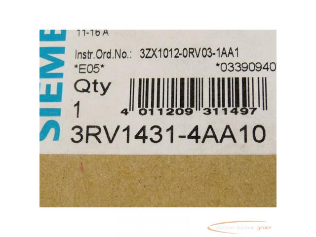 Siemens 3RV1431-4AA10 Leistungsschalter 11 - 16A - ungebraucht - - 2