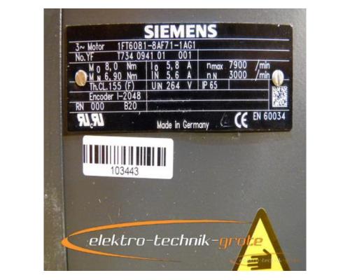 Siemens 1FT6081-8AF71-1AG1 Drehstrom-Servomotor - mit 12 Monaten Gewährleistung! - - Bild 4