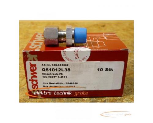 Schwer Q51012L38 Gerade Verschraubung 12L - G3/8 in VA -!!! VPE = 10 St. - ungebraucht! -