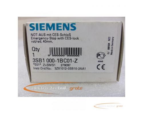 Siemens 3SB1000-1BC01-Z Not-Aus mit CES-Schloß E-Stand 01 -ungebraucht- - Bild 2