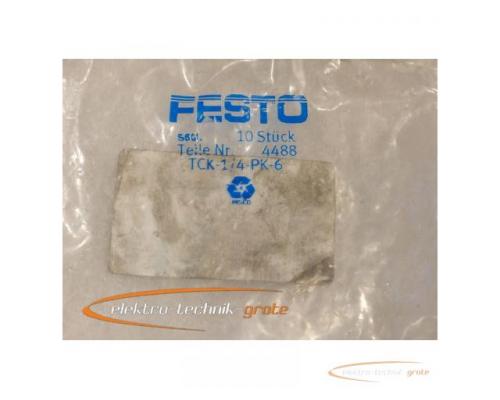 Festo T-Schnellverschraubung TCK-1/4-PK-6 Teile Nr.: 4488 GD-Zn ungebraucht in geöffneter Orginalver - Bild 2