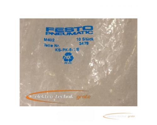 Festo Kluppung Stecker KS-PK-6-1/8 Mat.-Nr.: 3478 Serie M402 ungebraucht in geöffneter Orginalverpac - Bild 2
