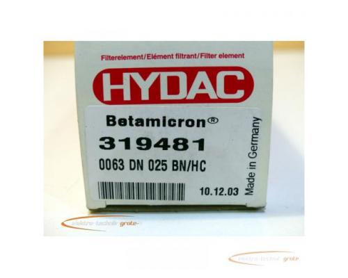 Hydac 319481 / 0063 DN 025 BN/HC Betamicron Filterelement - ungebraucht! - - Bild 3