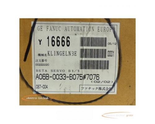 Fanuc A06B-0033-B075 # 7076 AC Servo Motor > ungebraucht! - Bild 2