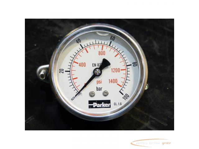 Parker Manometer 0-100 bar / 0-1400 psi Einbau-Ø 62 mm - 1