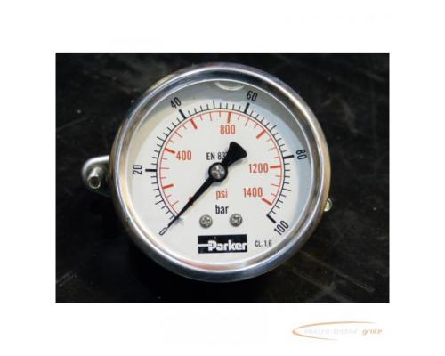 Parker Manometer 0-100 bar / 0-1400 psi Einbau-Ø 62 mm - Bild 1