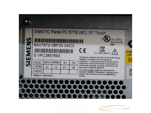 Siemens 6AV7872-0BF30-0AC0 Simatik Panel PC 677B SN: VPC3857693 gebraucht - TOP Zustand - 5