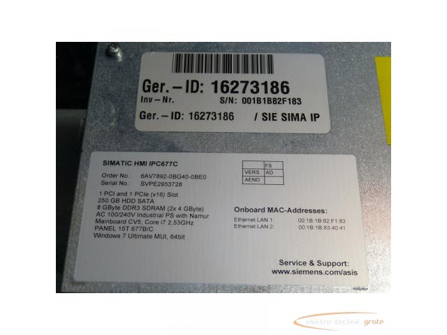 Siemens 6AV7872-0BC20-0AA0 Simatik Panel PC 677B SN: 001B1B82F183 gebraucht - TOP Zustand - 6