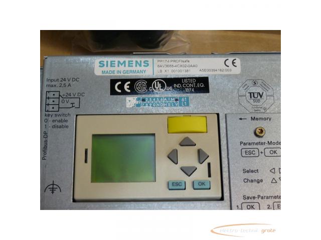 Siemens 6AV3688-4CX02-0AA0 SN:LBC7000100033 PP17-I PROFI safe E-Stand 4 - 3