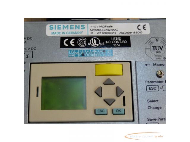 Siemens 6AV3688-4CX02-0AA0 SN:LBC7000100022 PP17-I PROFI safe E-Stand 4 - 3