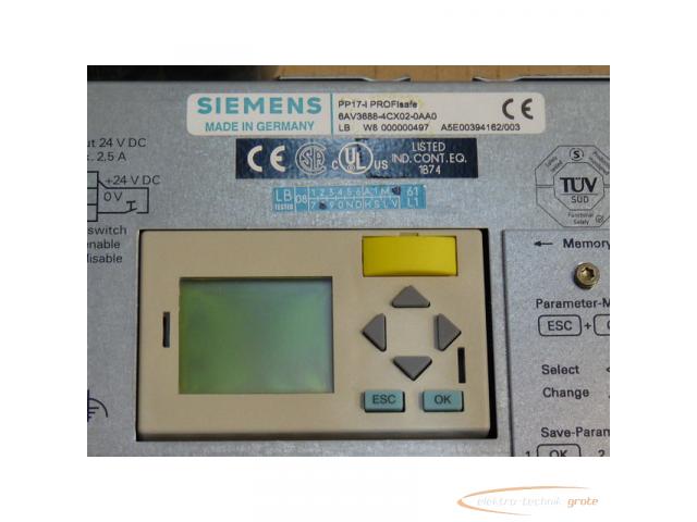 Siemens 6AV3688-4CX02-0AA0 SN:LBC7000100030 PP17-I PROFI safe E-Stand 4 - 3