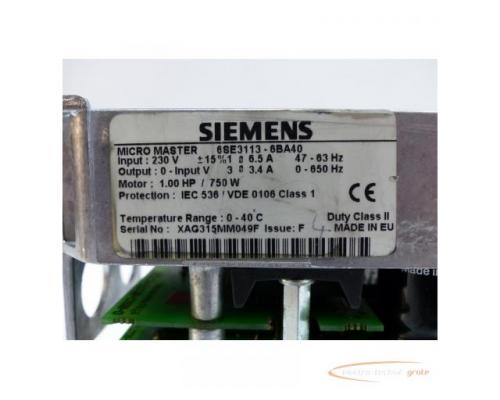 Siemens 6SE3113-6BA40 MICRO MASTER Umrichter SN:XAG315MM049F - Bild 3