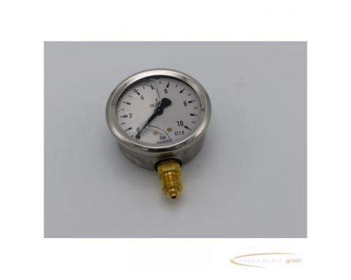 WIKA Cl.1.6 Glyzerin-Manometer 0 - 10 bar S EN 837 Ø 68 mm - ungebraucht! - - Bild 1