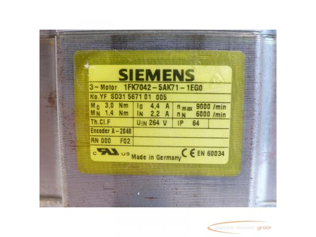 Siemens 1FK7042-5AK71-1EG0 Synchronservomotor SN:YFSD31567101005 - 4