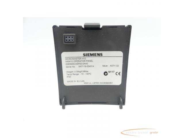 Siemens 6SE6400-0SP00-0AA0 MICROMASTER SN:XAT119-004314 - 2