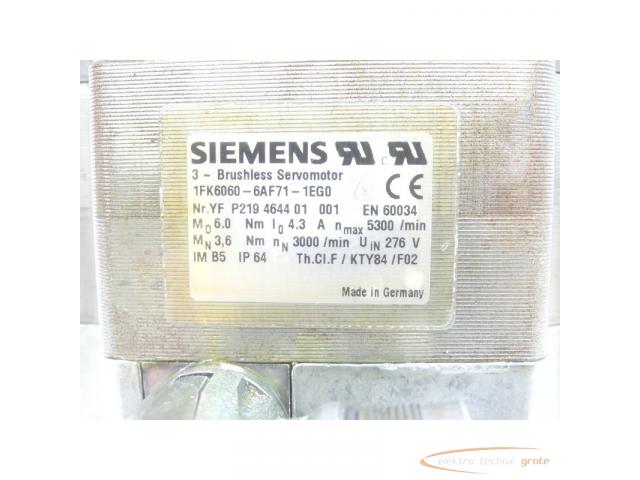 Siemens 1FK6060-6AF71-1EG0 Synchronservomotor SN:YFP219464401001 - 4