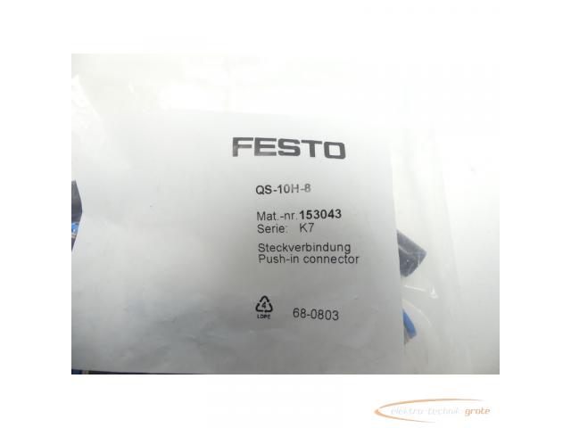 Festo QS-10H-8 Steck-verbindung 153043 VPE = 10 Stück > ungebraucht! - 2