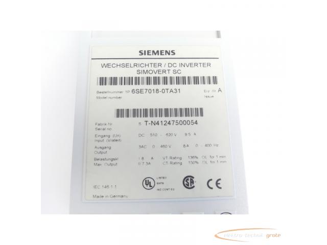 Siemens 6SE7018-0TA31 Wechselrichter E Stand A SN:T-N41247500054 - 5