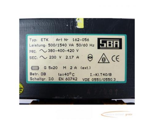 SBA 162-506 Transformator Typ ETK Pri: 380-400-420V , Sec. 230V 2.17A - Bild 2