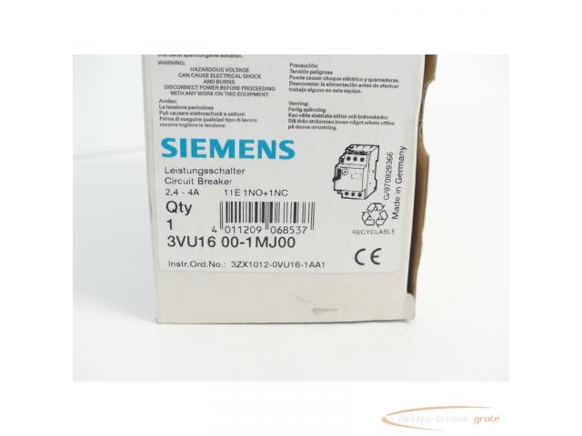 Siemens 3VU1600-1MJ00 Leistungsschalter 2,4 - 4A - ungebraucht! - - 2
