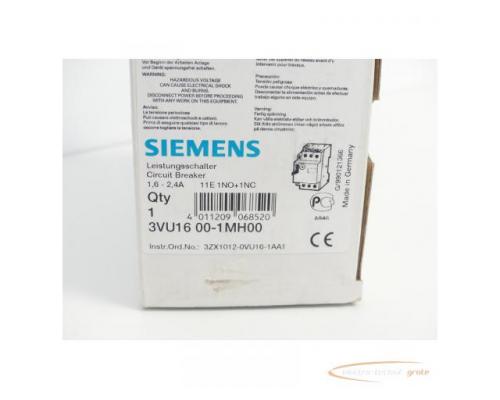 Siemens 3VU1600-1MH00 Leistungsschalter 1,6 - 2,4A - ungebraucht! - - Bild 2