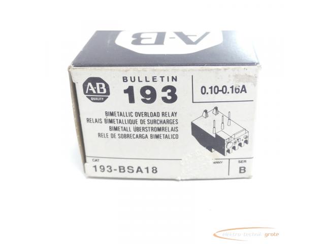 Allen Bradley 193-BSA18 Bimetall Überstromrelais 0,10-0,16 A - ungebraucht! - - 6