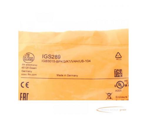 IFM IGS289 induktiver Sensor IGB3015-BPKG/K1/V4A/US-104 - ungebraucht! - - Bild 2