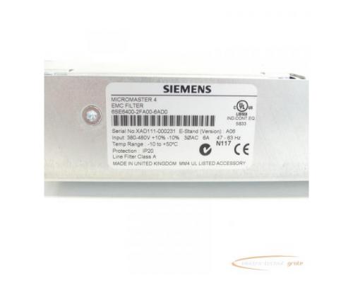 Siemens 6SE6400-2FA00-6AD0 EMC Filter Version A06 SN:XAD111-000231 - Bild 4