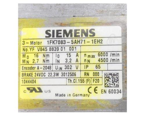 SIMOTICS S Synchronservomotor 1FK7083-5AH71-1EH2 - Bild 2