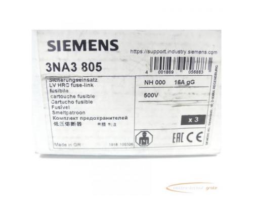 Siemens 3NA3805 Sicherungseinsatz 16A gG VPE 3 Stück - ungebraucht! - - Bild 2