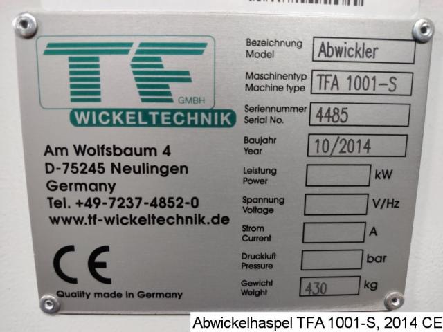 TF Wickeltechnik TFA 1001 S Aufwickelhaspel  500 kg - 9