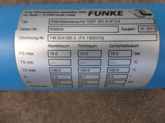 FUNKE SWF 301-6-B13-4 Wärmetauscher, Rohrbündelwärmetauscher, Sicherheit - 6