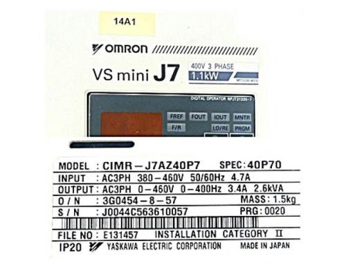 Frequenzumrichter Omron VS mini J7 CIMR-J7AZ40P7 - Bild 2