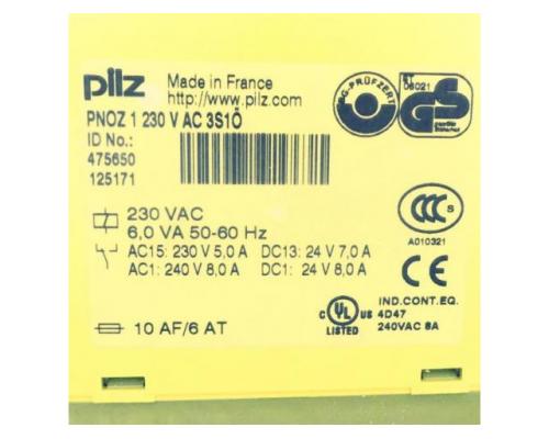 Pilz 2-Kanal Sicherheitsrelais PNOZ 1 230 V AC 3S10 - Bild 2