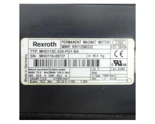 Rexroth Drehstrom Servomotor MHD115C-035-PG1-BA R911296332 - Bild 2