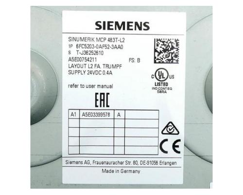 Siemens Maschinensteuertafel MCP 483T-L2 6FC5203-0AF52-3AA - Bild 2