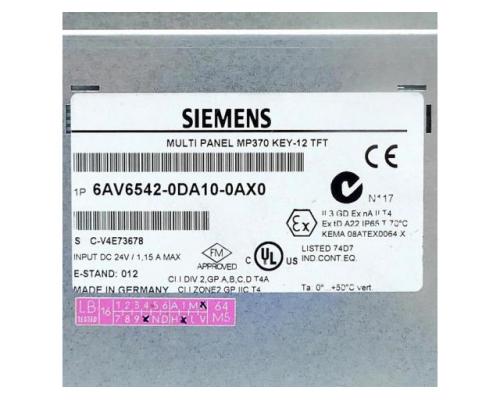 Siemens Multi Panel MP 370 Key-12 TFT 6AV6542-0DA10-0AX0 - Bild 2
